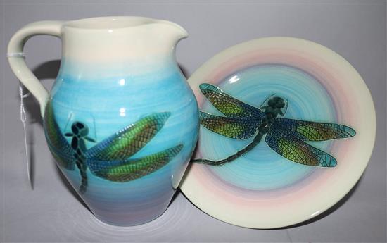 Sally Tuffin for Dennis China Works. A dragonly design jug, no.57 and a plate, no.49